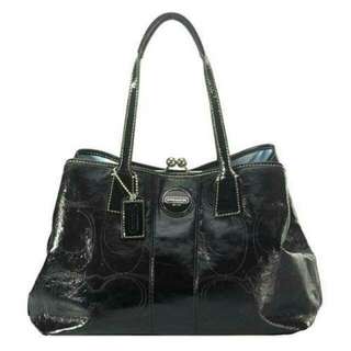 Price Reduced!!! Priced To Sell!!! Authentic Coach Signature Stitched Patent Leather Framed Shoulder Bag