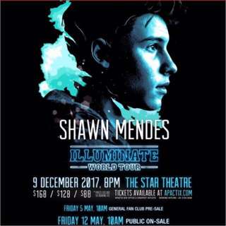 SHAWN MENDES 9 DEC TICKETS
