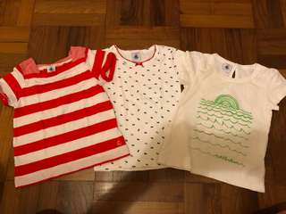 3 piece bundle lot of Petit Bateau tshirts - size 3 ans and 4 ans