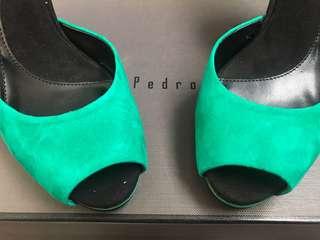 Green & black Peep toe Wedges Platform Heels with ankle strap (approx 4-5inch)
