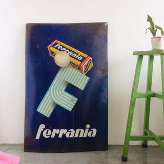 RARE Vintage Ferrania Enamel Signage