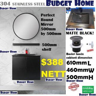 Black Basin cabinet / Blum soft closing hinges toilet vanity cabinet / black basin