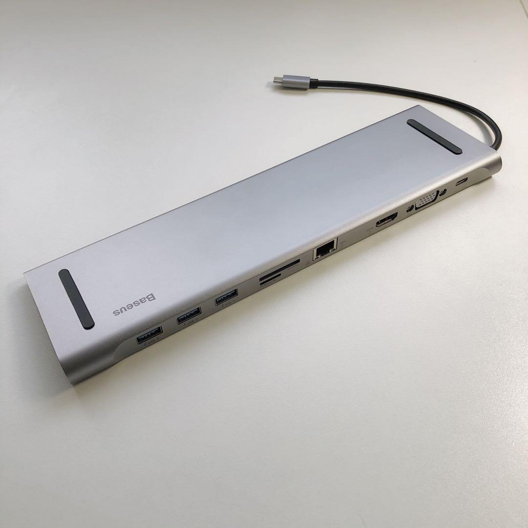 PROMO Laptop hub / docking station USB type C (Category: Cables & Adaptors) located in Singapore. Submitted by s5tech (Listing ID 1006994423, Image 5). Description: Brand new in stock (singapore) PROMO $88 High quality hub with multiple interfaces to serve your needs. Aluminium alloy and matt silver finish, Highlights ⚡️docking station style ⚡️ 10 interfaces ⚡️ compatible with mac/pc/ios/android ⚡️ 4K HDMI / VGA (extend mode) ⚡️USB 3.0 x3 ⚡️ TF/M