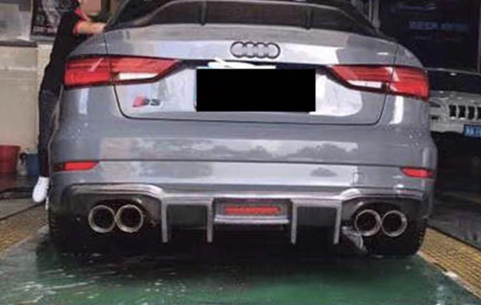 DIFFUSER A3 S3 AUDI 17-20 RS3 2017 2018 2019 2020 REAR DIFFUSER FULL CARBON FIBRE CF B BRAKE LIGHT (Category: Everything Else) located in Singapore. Submitted by hypeone (Listing ID 1066588061, Image 1). Description: Customised rear diffuser Suitable for Audi A3 S3 17-20 2017 2018 2019 2020 Full carbon fibre CF Comes with light • Cash & carry, installation is NOT included (can recommend you workshop for installation) • 50% or full deposit to conf