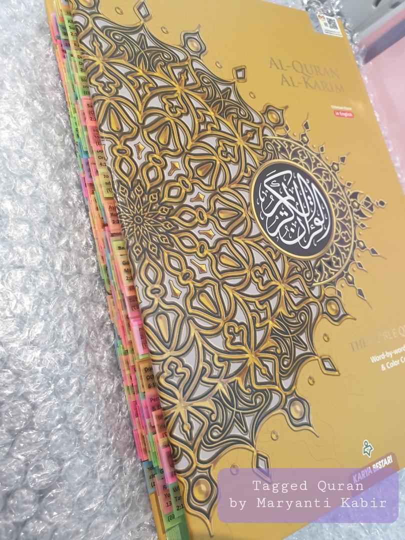 Quran with Malay Translation - B5 (Tagging option available) (Category: Storybooks) located in Singapore. Submitted by maryanti.suki (Listing ID 1120175937, Image 7). Description: - Size B5 (bigger than A5 but smaller than A4) - Translation in Malay only (no rumi) - Warna Biru & Merah Al-Quran Perkata Warna ini adalah sebuah metod atau Panduan Belajar Terjemahan Perkata dengan kaedah diberi warna pada setiap patah perkataan ayat-ayat al-Quran di 