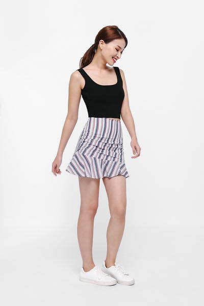 Blessing! Love Bonito Wellen Striped Ruffle Hem Miniskirt (Category: Skirts) located in Singapore. Submitted by blessedcow (Listing ID 1126505570, Image 2). Description: Very pretty skirt! Simple and easy to match for the weekend. Open to trade for LB work clothes. .