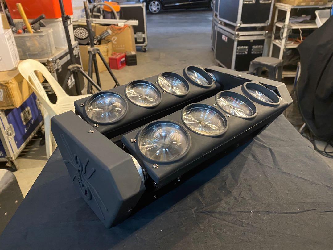 Spider 8X 10Watt RGBW Disco Light (Category: Music Accessories) located in Singapore. Submitted by michael.chye (Listing ID 1079175833, Image 2). Description: Brand New in Box!! Spider 8X 10Watt Moving Head Disco Light A very popular moving head effect lighting . Used by many clubs and event companies. Big Bang for the buck!! Put 2 set or more for the best effect!! Selling at best pricing around. Self collect from Mandai Connection .