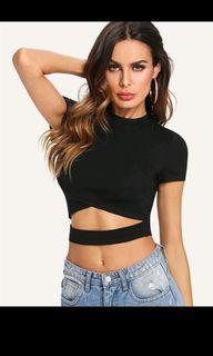 Cross Wrap Cutout Crop Top