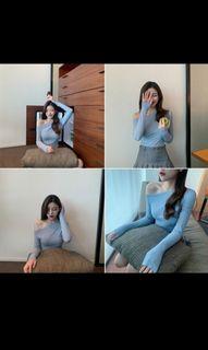Korean Off Shoulder Slim Long Sleeve Top