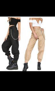 Women Khaki Cargo Pants High Waist