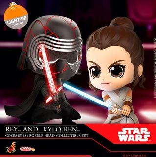 MISB 2 Pack Light Up Function Kylo Ren And Rey Star Wars Hot Toys Cosbaby The Rise Of Skywalker Series Collectible Set