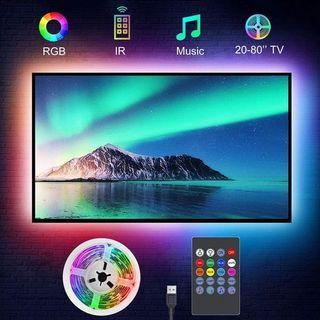 TV LED BacklightsMMusic Sync LED Strip Light with Remote RGB 5050 LED Strip for PC Desk, TV Backlights, Home Decoration