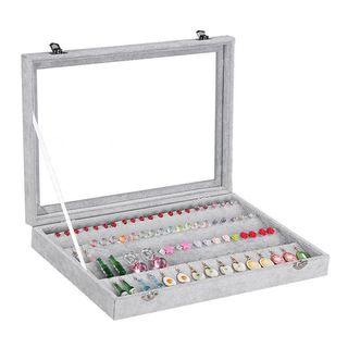 Velvet Jewelry Box with Glass Top