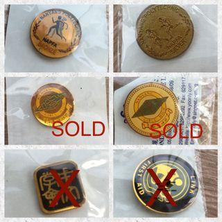 Badges ( Napfa/ NYGH/Kent Ridge/ NVS/QPS/Pasir Ris Pri/ First Aid/ international Cadet Exchange Programme/ Engin)