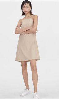 pomelo square neck A line dress in beige