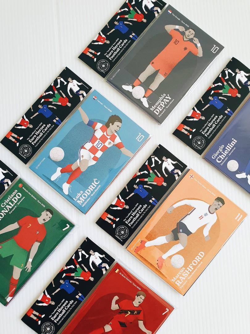 Euro 2020 Football Cards (World Cup Ronaldo Rashford Topps Attax Panini Prizm Adrenayln) (Category: Card Packs) located in Singapore. Submitted by thefuttytown (Listing ID 1105796942, Image 3). Description: Releasing a brand new Euro 2020 "Euro Heroes" football cards pack. Every card is illustrated by us and printed in full color on both sides. Each pack consists of 14 illustrated cards from Euro 2020 and features players whom we thought would ma