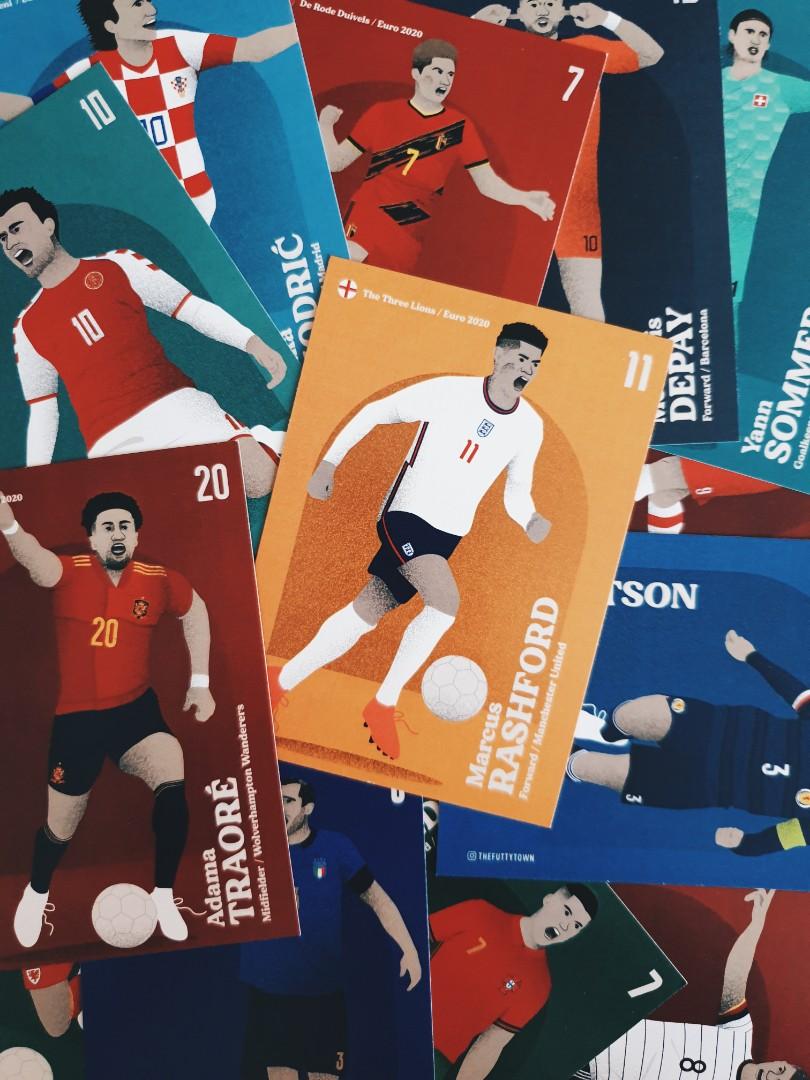 Euro 2020 Football Cards (World Cup Ronaldo Rashford Topps Attax Panini Prizm Adrenayln) (Category: Card Packs) located in Singapore. Submitted by thefuttytown (Listing ID 1105796942, Image 1). Description: Releasing a brand new Euro 2020 "Euro Heroes" football cards pack. Every card is illustrated by us and printed in full color on both sides. Each pack consists of 14 illustrated cards from Euro 2020 and features players whom we thought would ma