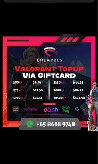 Valorant point /vp topup for Singapore Accounts
