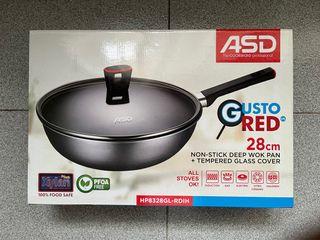 ASD 28cm Wok pan + tempered glass cover