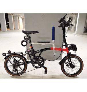 Multi-Speed and Foldable Bicycle (PN033C) [16 inch Wheel Size] [Black and Red Color] [L-TWOO Shifter and Derailleur] [Removable Front Child Seat]