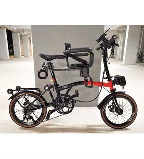 Multi-Speed and Foldable Bicycle (PN033B) [16 inch Wheel Size] [Black and Red Color] [L-TWOO Shifter and Derailleur] [Removable Front Child Seat]