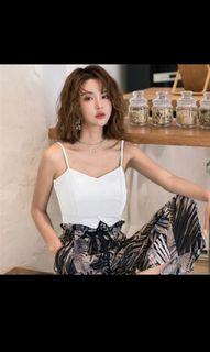 White camisole with chest pad tank crop top