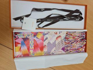 Hermes Kyoto marbled silk fringed muffler