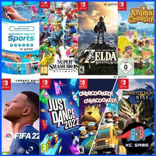 The legend of Zelda:breath of the Wild/Super Smash Bros Ultimate/Nintendo Switch Sports/Animal Crossing New Horizons/Zelda Tears of the Kingdom/Just dance 2026/FIFA/NBA 2k26/FC 25/FC 26/Kirby/Overcooked All You Can Eat/overcooked 2 Nintendo Switch Games