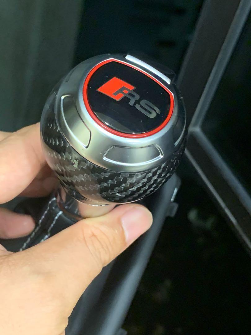 Audi Volkswagen VW Golf GTI R Jetta A3 A4 A5 A7 A8 Q2 Q3 Q5 Q7 S-tronic RS gear knob (Category: Interior Styling & Trim) located in Singapore. Submitted by car4life (Listing ID 1045729363, Image 10). Description: Leather $128; Carbon fibre & Alcantara : $158 Full black gear knob add $20. ⭐️ RS, Stronic, GTI, R logos. -Direct fit for front facing shift gear knob; -Side press button can be modified; -Leather boot bracket use back original one if re