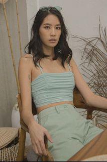 YHF darling ruched top in honeydew green