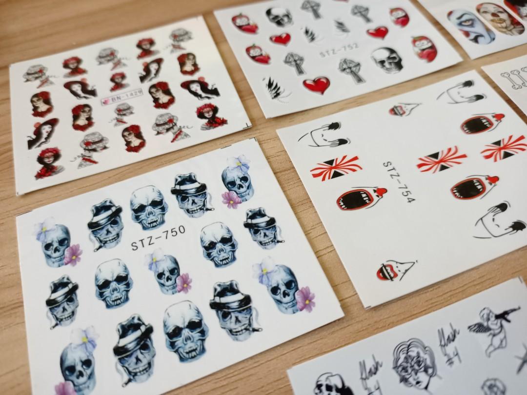 Halloween Skull Clown Nail Art Water Sticker (Category: Hands & Nails) located in Singapore. Submitted by patricia.kkb (Listing ID 1178593911, Image 6). Description: Set of 8 pieces. Less than $0.4 each. Includes normal postage..