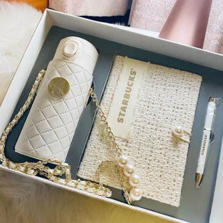 STARBUCKS CHANEL TWEED STYLE NOTEBOOK TUMBLER PEN SET MIFFY