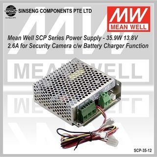 Mean Well SCP Series (SCP-35) SCP-35-12 Meanwell Power Supply - 35.9W 13.8V 2.6A for Security CCTV Camera / Door Access Power Supply / c/w Battery Charger Function