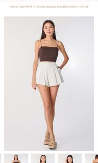 Lovet teagan double pleated shorts white