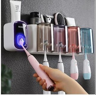 Wall Mount Toothbrush Holder Automatic Toothpaste Squeezer Dispenser
