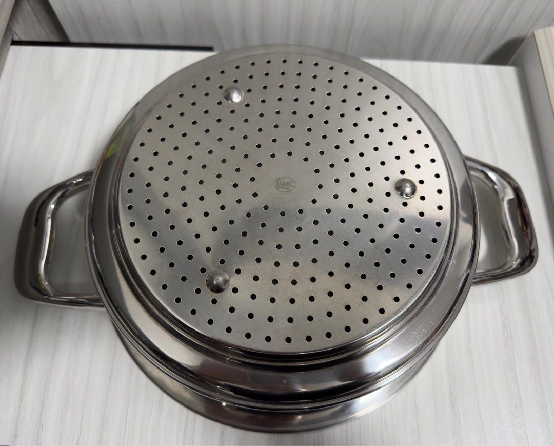 AMC 24cm Stainless Steel Steamer Accessory (Category: Other Kitchen Appliances) located in Singapore. Submitted by joyfleur (Listing ID 1214562055, Image 2). Description: - AMC 24cm Stainless Steel Accessory - Still in very good condition - Well loved by a home cook - What you see is what you get.