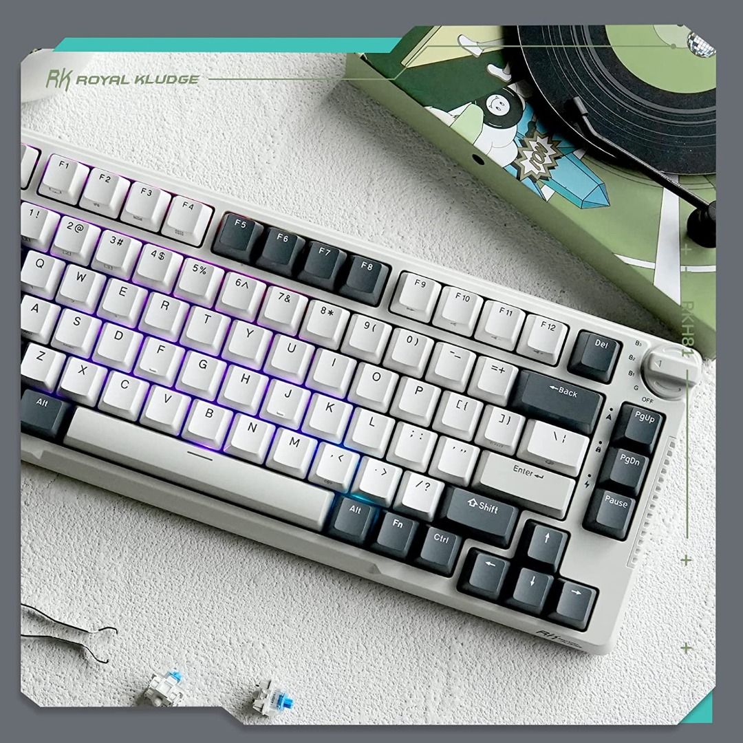 RK H81 75% Gasket Mechanical Keyboard by Royal Kludge with Hotswap Wireless Bluetooth RGB for Gaming (Category: Computer Keyboard) located in Singapore. Submitted by daytech (Listing ID 1226217379, Image 9). Description: ✅Ready Stock in Singapore ✅Authorized Royal Kludge Reseller ✅100% Genuine Product 🔥 Gasket Mounted- Cushioned Typing Experience 🔥 Tri-Mode- Bluetooth, USB or 2.4GHz Dongle 🔥 Hotswappable- Toolless Switch Replacement (3/5pin) �