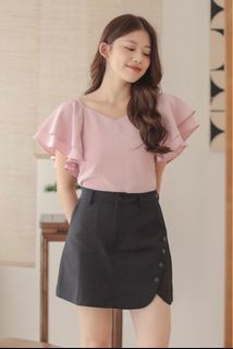 Purpur Soleia Sweetheart Layered Butterfly Sleeves Top (Blush)
