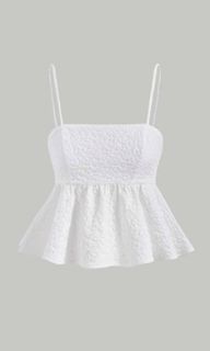 White Solid Ruffle Hem Cami Top