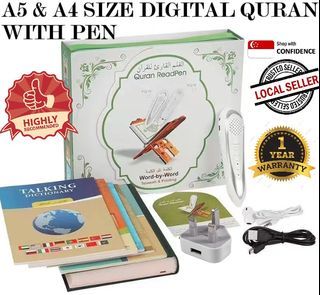  (FREE DELIVERY!!+1 year Local Warranty +Ready Stocks) Digital Quran :A5(Small) & A4(Large) Size With 8GB Pen Reader + 6 Books