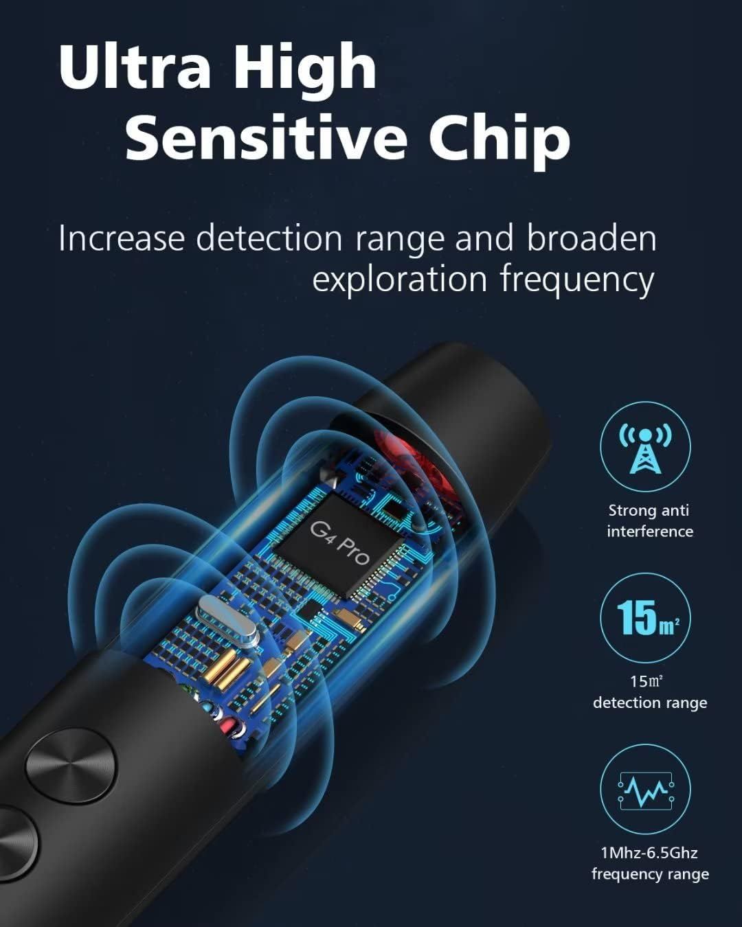 JEPWCO G4 Pro Anti Spy Detector for Wireless Audio Bug Camera, Bug Detector, Privacy Protector, 5 Level Sensitivity, 25H Working Time, Portable Pen Shape, Home Office Travel (Black) (Category: Other Gadgets) located in Singapore. Submitted by rocketdeal (Listing ID 1245842020, Image 5). Description: Privacy safety - This signal detector can detect eavesdropping devices, wired and wireless cameras, GPS locators and etc. Can effectively prevent you
