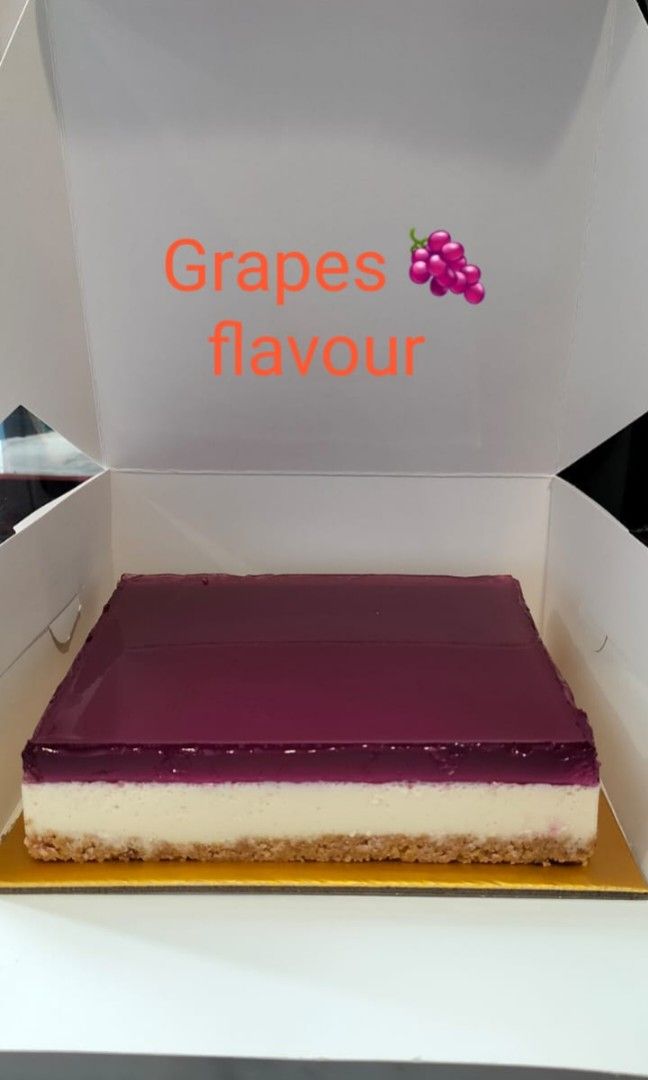 Irresistible Mouth Watering Jelly Cheesecake! (Category: Chilled & Frozen Food) located in Singapore. Submitted by vonnneee (Listing ID 1254067298, Image 2). Description: Mouth watering, home-made Jelly Cheesecakes prepared daily! Strawberry and Grape Flavours for now...........It is so yummy, addictive and delicious, you will not regret it... 2 sizes: 4 inch square (est. 9 mini pieces) $60/= (excluding delivery charge of $10 - optional) 6 inch s