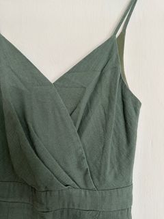 Love Bonito Forest Green V-neck overlay romper