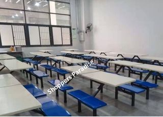 TSDT 00UA - Fiberglass table + bench set, 1 Table + 2 Benches, canteen, coffee shop, food court, dining set, restaurant, school, fiber, fibre, fibreglass