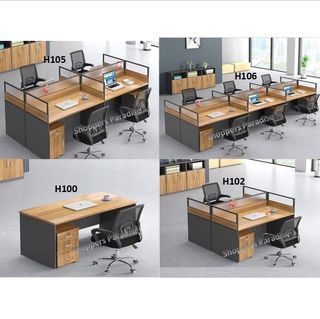 H100 H102 H105 H106 Executive Workstation, with/without pedestal/cabinet Home Office Table,System Furniture study desk,Cubicle,Straight L Shape Divider Set partition computer chair Hari Raya Chinese New Year National Day Christmas Deepavali