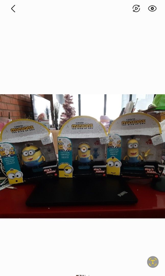 Mattel Minions The Rise of Gru 4 Inch Scale 10cm Stuart Otto Kevin Interactive Sing and Babble Action Figures Talking Set Illumination Universal Studios Banana Fart Blaster Gun (Category: Interactive Toys) located in Singapore. Submitted by kws75 (Listing ID 1253555433, Image 1). Description: Brand new Minion Figures. Only left Stuart . Kevin and Otto sold out. Price is for one figure. Box packaging has some creases and tears but figures are mint