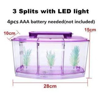 3 Compartment Betta tank. fish tank for fighting fish. Tank come with fish tank light.