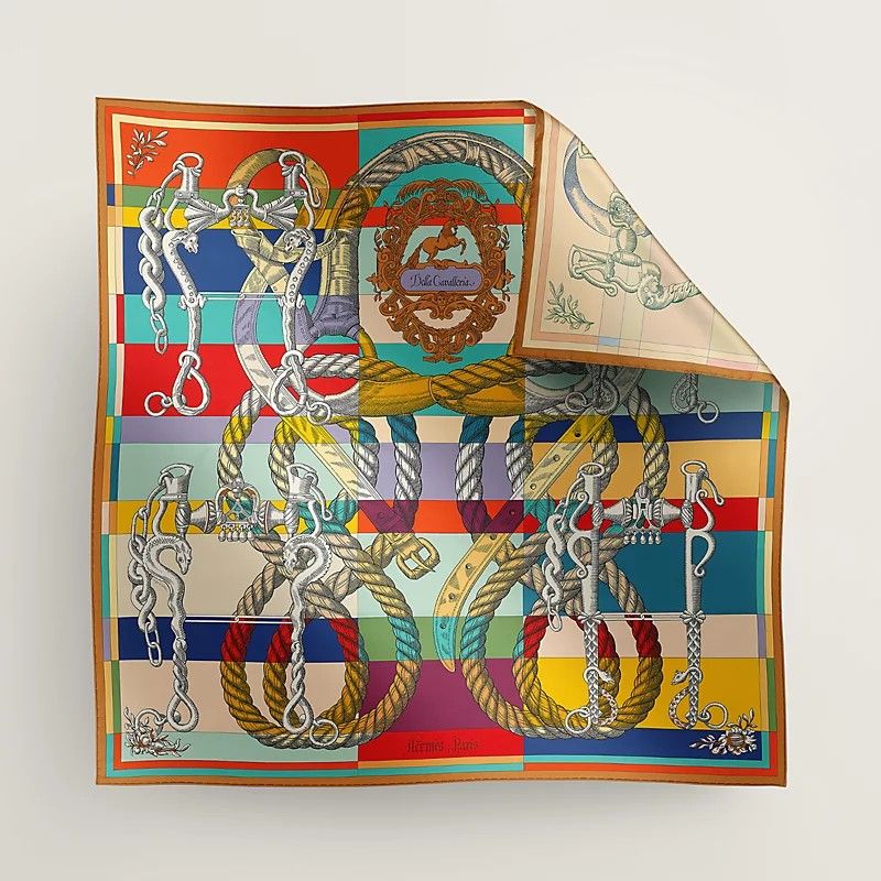Hermes scarf (Category: Accessories) located in Singapore. Submitted by sfcct (Listing ID 1335658663, Image 1). Description: Double face Hermes Carre 90. Della Cavalleria designed by Virginie Jamin. Comes with original box, ribbon and receipt (but only copy of receipt will be provided as there are other items on the same receipt). Currently retails at $1300..