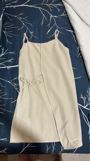 Front tie cami dress in sand
