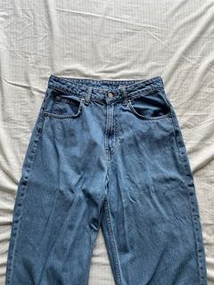 baggy straight light blue high waisted jeans